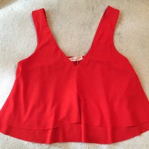Red ZARA flowy layered crop top